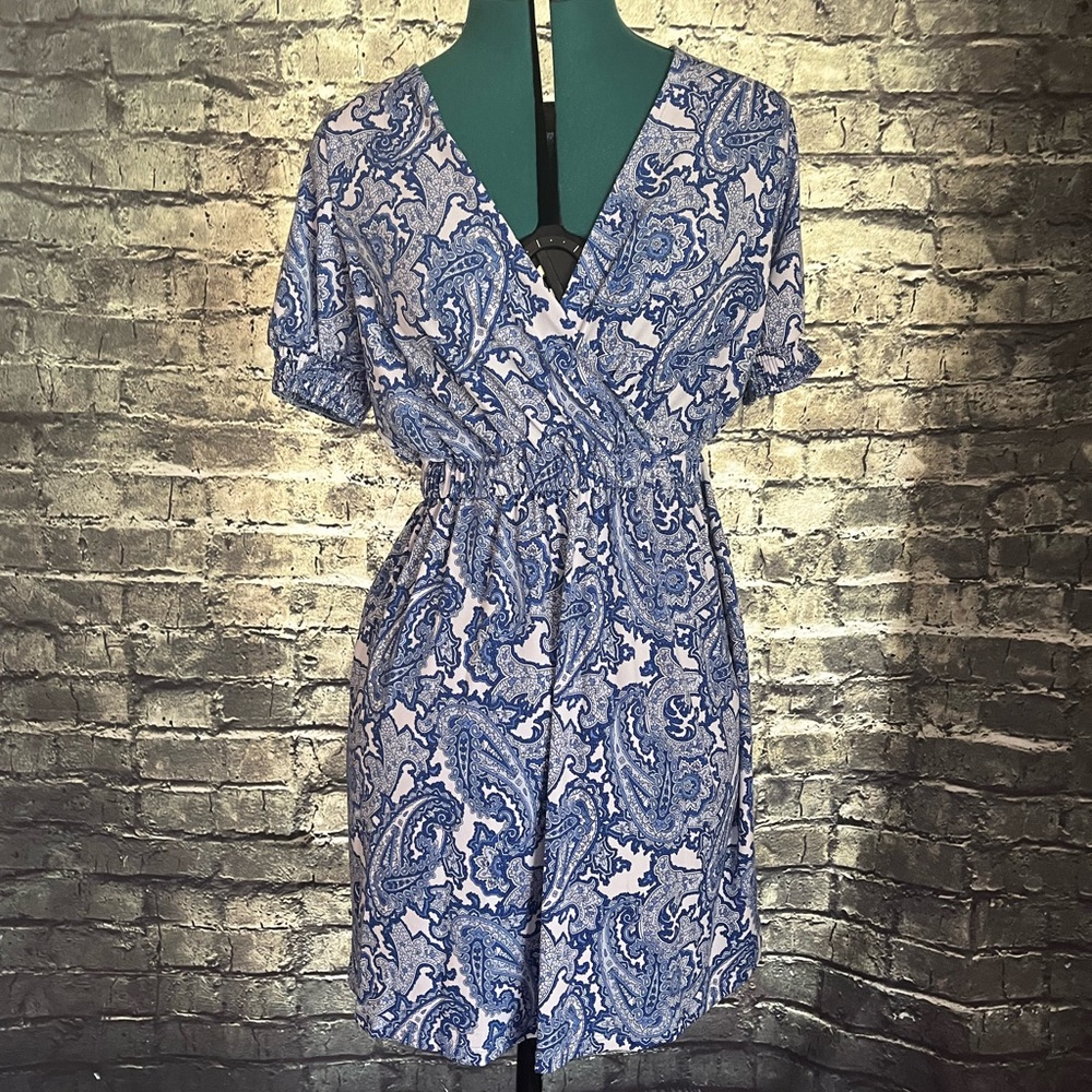 Michael Kors Surplice V-neck paisley mini dress